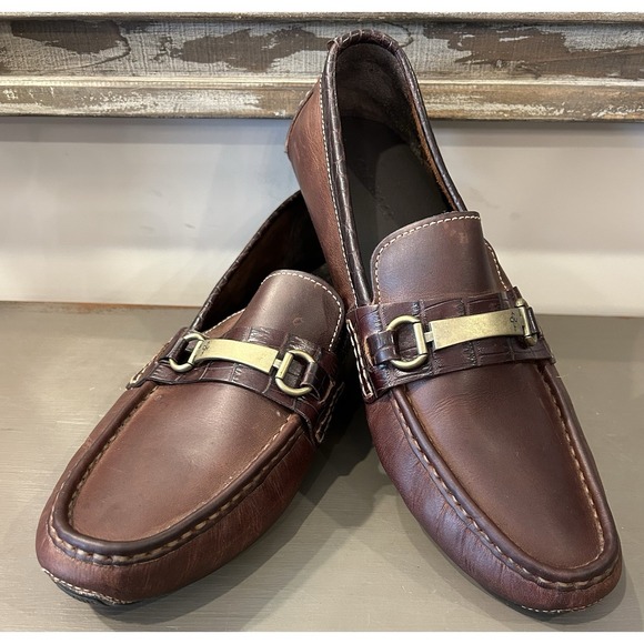 COLE HAAN Horse Bit Driving Moccasin Loafer Brown Leather Men's Size 10.5 - Picture 1 of 9